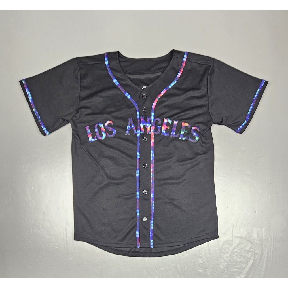 Los Angeles Dodgers Holographic‎ Baseball Jersey Youth XL Black #34 Syndegaard
